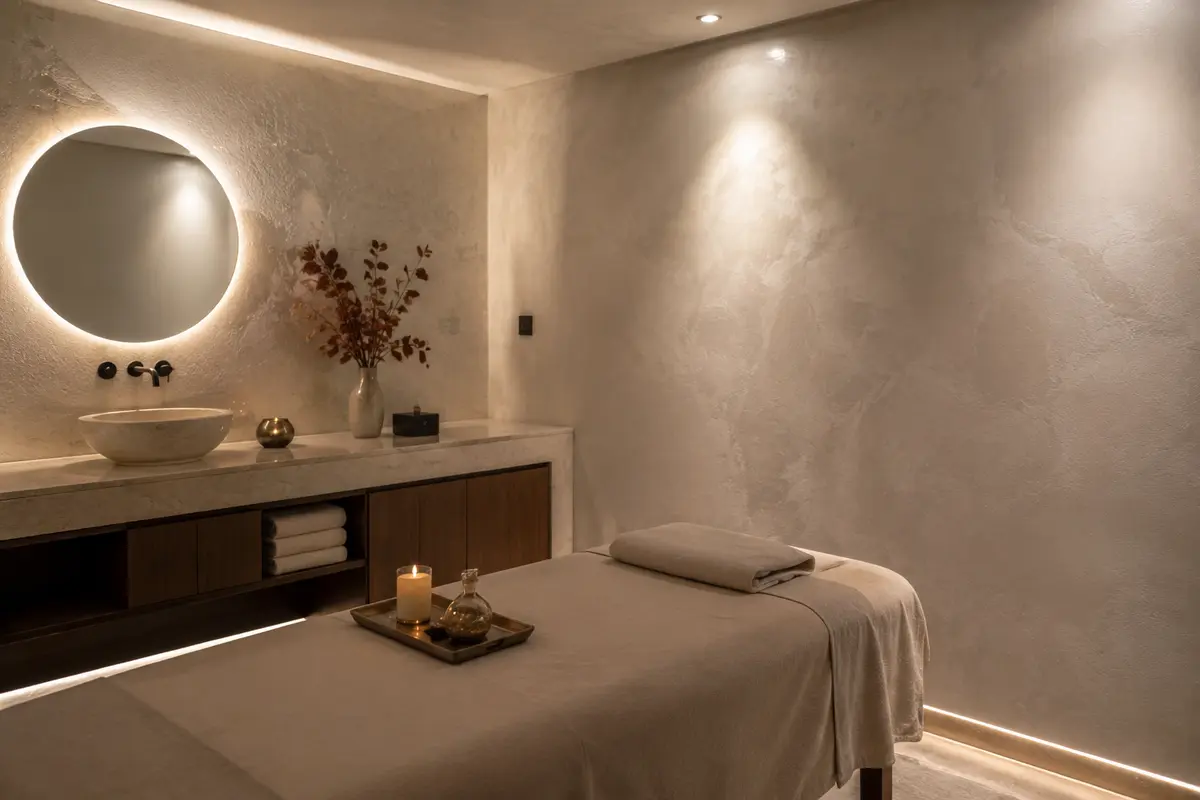 SPA-зона со стенами из венецианской штукатурки с защитным покрытием